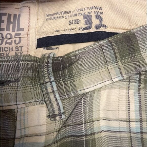 RUEHL No.925 Men's 32 Plaid Green Chino Shorts Heavy Twill Button Fly Drawstring - Picture 11 of 13